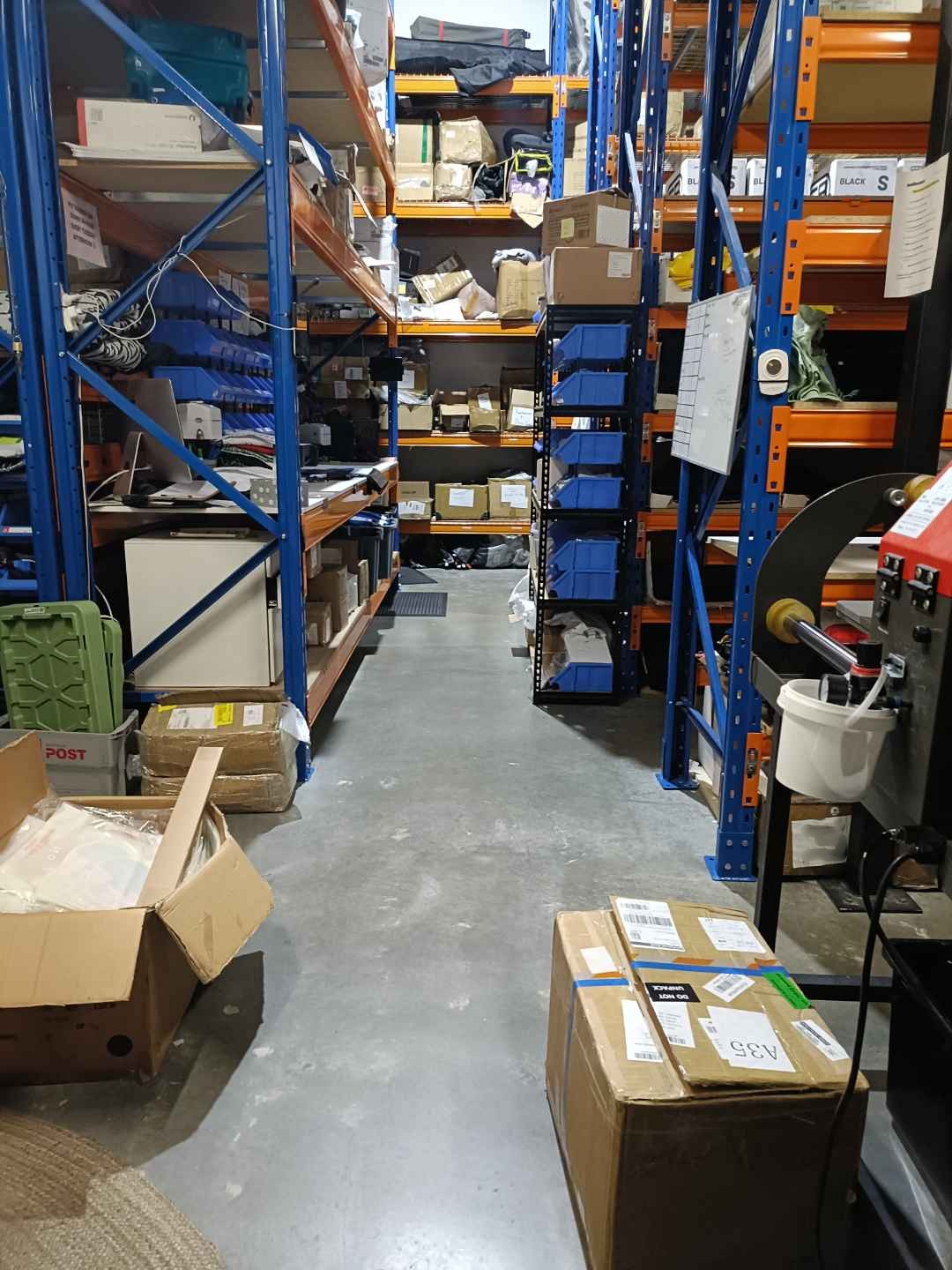 Warehouse racking and floor space kept clear and clean
